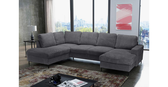 WOHNLANDSCHAFT Anthrazit Cord  - Anthrazit/Schwarz, KONVENTIONELL, Textil/Metall (197/303/148cm) - Carryhome