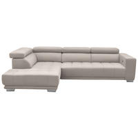 ECKSOFA in Mikrofaser Ecru  - Chromfarben/Ecru, Design, Textil/Metall (207/301cm) - Xora