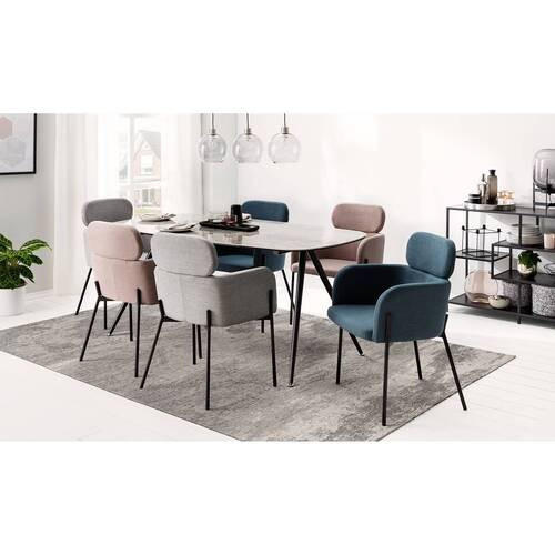 JÍDELNÍ STŮL, šedá, černá, 175/85/75 cm - šedá/černá, Moderní, kov/sklo (175/85/75cm) - home24