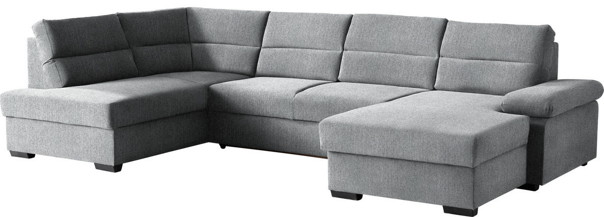 WOHNLANDSCHAFT in Webstoff Grau  - Dunkelbraun/Grau, Konventionell, Kunststoff/Textil (183/319/166cm) - Cantus