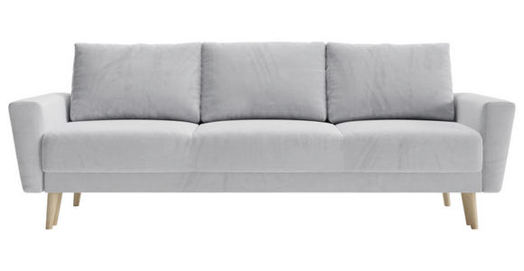 SCHLAFSOFA in Samt Hellgrau  - Buchefarben/Hellgrau, KONVENTIONELL, Holz/Textil (225/91/99cm) - Carryhome