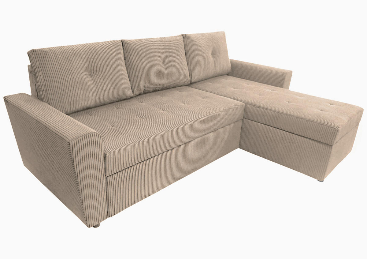 ECKSOFA in Cord Taupe  231/155 cm  - Taupe/Schwarz, Design, Kunststoff/Textil (231/155cm) - MID.YOU