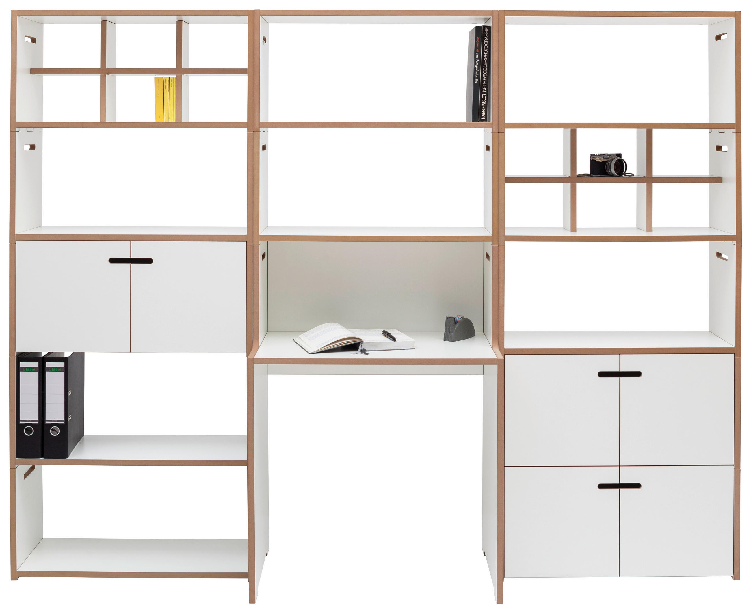 MINI-OFFICE Beimöbel erhältlich, in verschiedenen Holz-Dekoren erhältlich Weiß, Buchefarben - Buchefarben/Weiß, MODERN, Holzwerkstoff (228/50/179,1cm) - Tojo