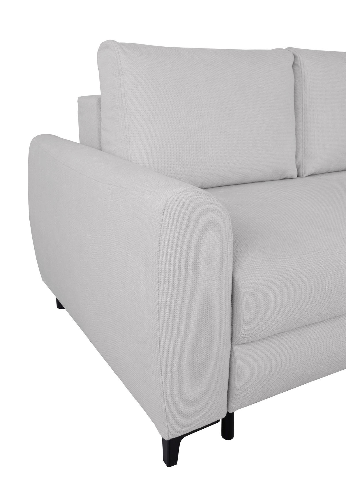 ECKSOFA Moli Grau Mikrofaser  - Schwarz/Grau, Design, Textil/Metall (236/148cm) - MID.YOU