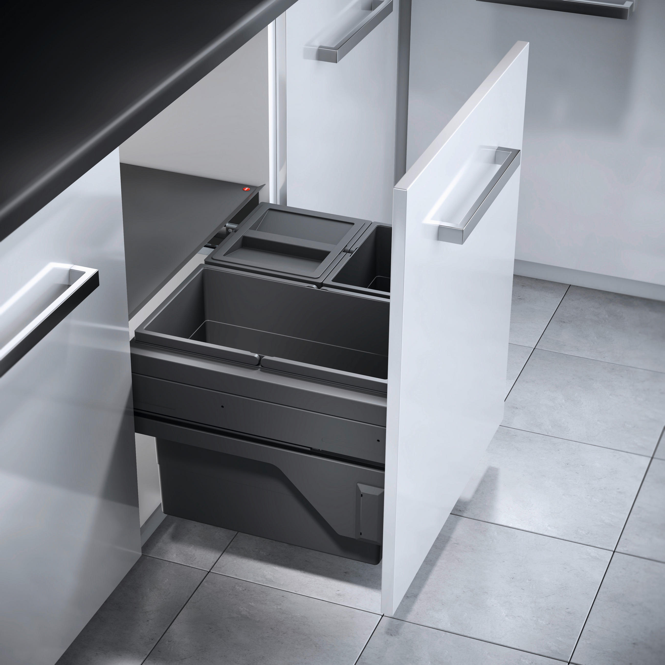 EINBAUABFALLSAMMLER 54 l  Kunststoff  - Grau, Basics, Kunststoff (56,2-56,8/42,4/40cm) - HKT