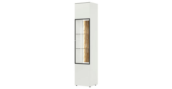 VITRINE  in massiv Eiche Weiß, Eichefarben - Eichefarben/Weiß, Design, Glas/Holz (45/215/42cm) - Moderano