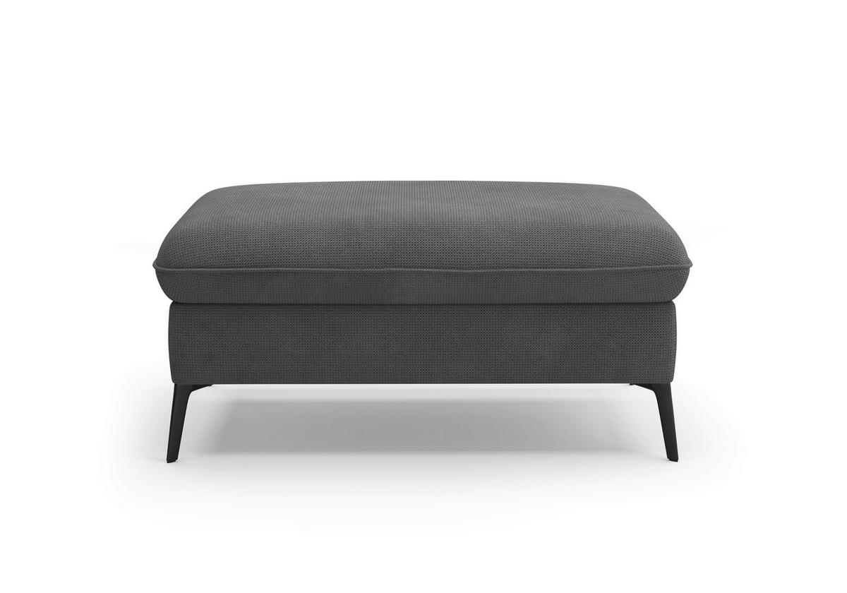HOCKER Flachgewebe Grau  - Creme/Schwarz, KONVENTIONELL, Textil/Metall (104/47/69cm) - Sit & More