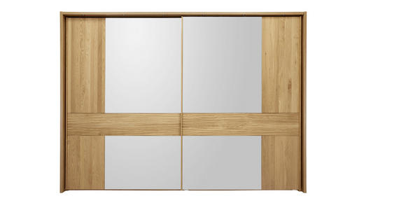 SCHWEBETÜRENSCHRANK  in Eichefarben  - Chromfarben/Eichefarben, KONVENTIONELL, Glas/Holz (300/217/67cm) - Dieter Knoll