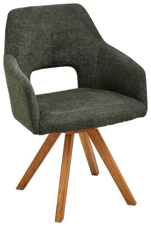 ARMLEHNSTUHL in Webstoff - Eichefarben/Olivgrün, Design, Holz/Textil (57/84/57cm) - Voleo