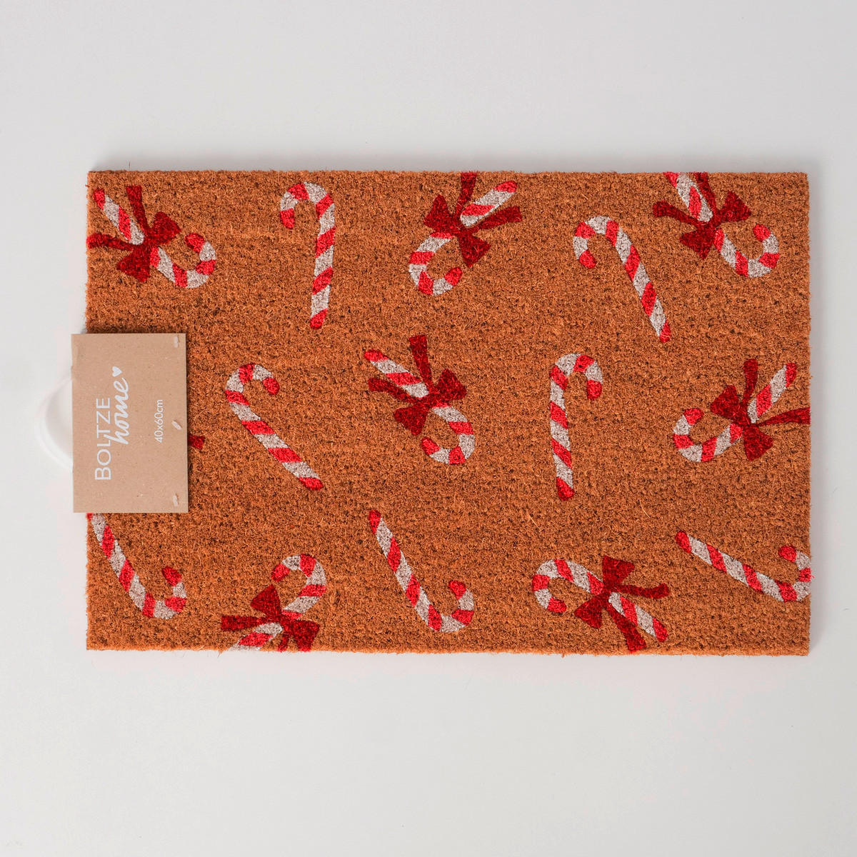 FUßMATTE   Braun, Rot, Weiß  - Rot/Braun, Basics, Naturmaterialien (60/40/1,5cm) - X-Mas
