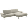 ECKSOFA  in Chenille, Flachgewebe Naturfarben Rücken echt  284/180 cm  - Schwarz/Naturfarben, Design, Textil/Metall (284/180cm) - Dieter Knoll