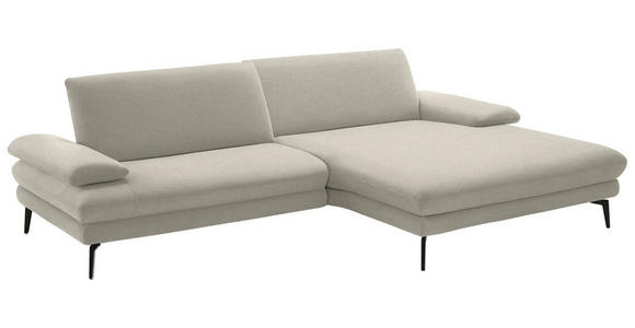 ECKSOFA  in Chenille, Flachgewebe Naturfarben Rücken echt  284/180 cm  - Schwarz/Naturfarben, Design, Textil/Metall (284/180cm) - Dieter Knoll