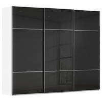 SCHWEBETÜRENSCHRANK 242/223/68 cm,  in Schwarz, Weiß, 3 Tür(en)  - Chromfarben/Schwarz, KONVENTIONELL, Glas/Holzwerkstoff (242/223/68cm) - Novel