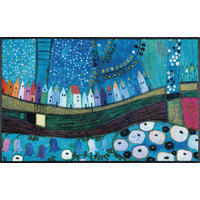 FUßMATTE 50/75 cm Stadt in Blau  - Blau/Multicolor, Trend, Kunststoff/Textil (50/75cm) - wash+dry