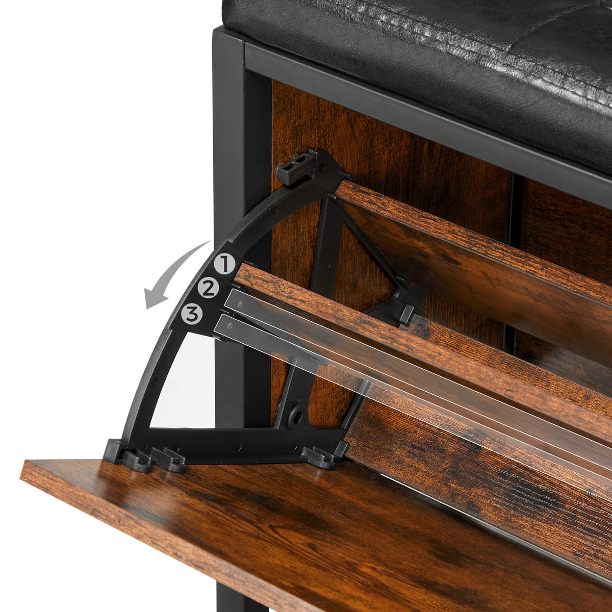 GARDEROBENBANK Vasagle  in 80/51/30 cm  - Schwarz/Braun, Trend, Holzwerkstoff/Textil (80/51/30cm) - Boxxx