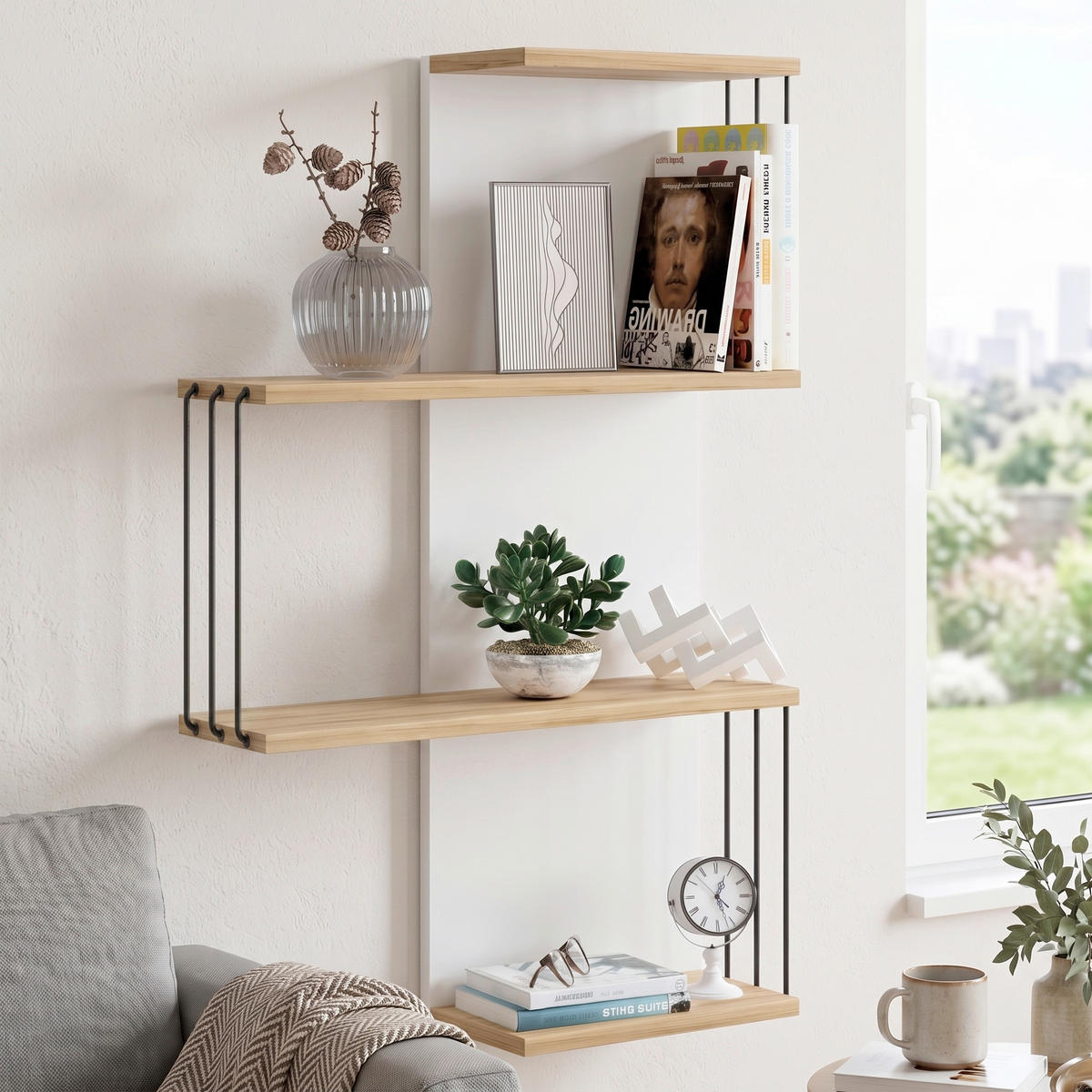 WANDBOARD Holzwerkstoff Weiß, Eichefarben  - Eichefarben/Weiß, Design, Holzwerkstoff (68/98/19cm) - Livetastic