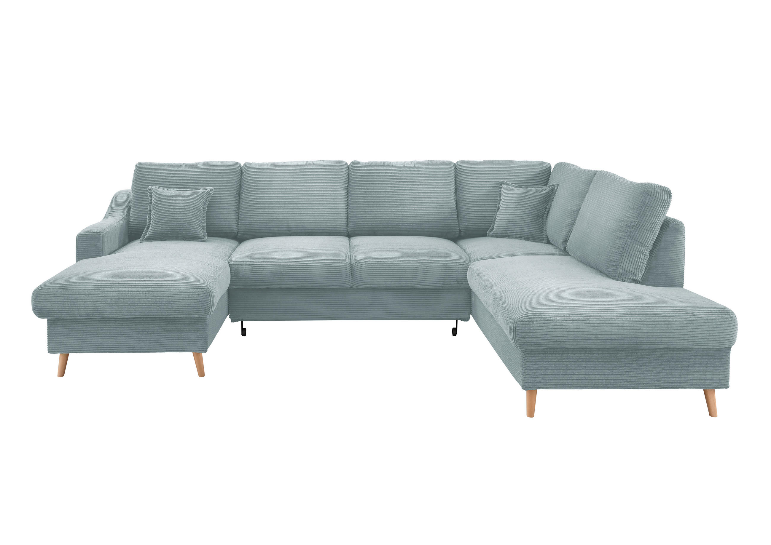 WOHNLANDSCHAFT in Cord Hellblau  - Naturfarben/Hellblau, KONVENTIONELL, Holz/Textil (150/301/200cm) - P & B