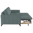 ECKSOFA in Flachgewebe, Leinenoptik Blau  - Blau/Schwarz, Design, Textil/Metall (242/170cm) - Xora