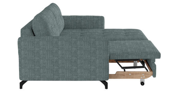 ECKSOFA in Flachgewebe, Leinenoptik Blau  - Blau/Schwarz, Design, Textil/Metall (242/170cm) - Xora