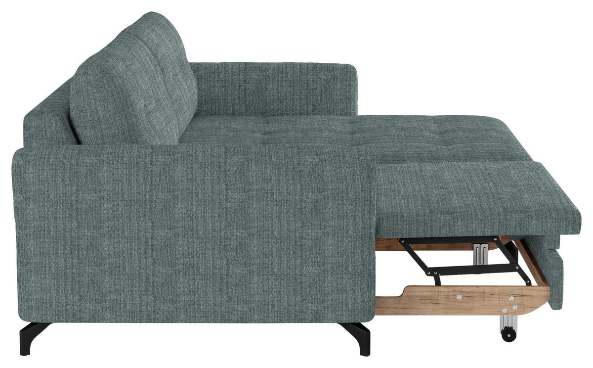 ECKSOFA in Flachgewebe, Leinenoptik Blau  - Blau/Schwarz, Design, Textil/Metall (242/170cm) - Xora