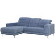 ECKSOFA in Webstoff Blau  - Chromfarben/Blau, Design, Textil/Metall (187/260cm) - Xora