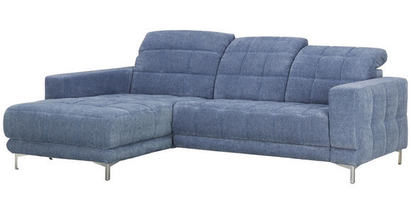 ECKSOFA in Webstoff Blau  - Chromfarben/Blau, Design, Textil/Metall (187/260cm) - Xora