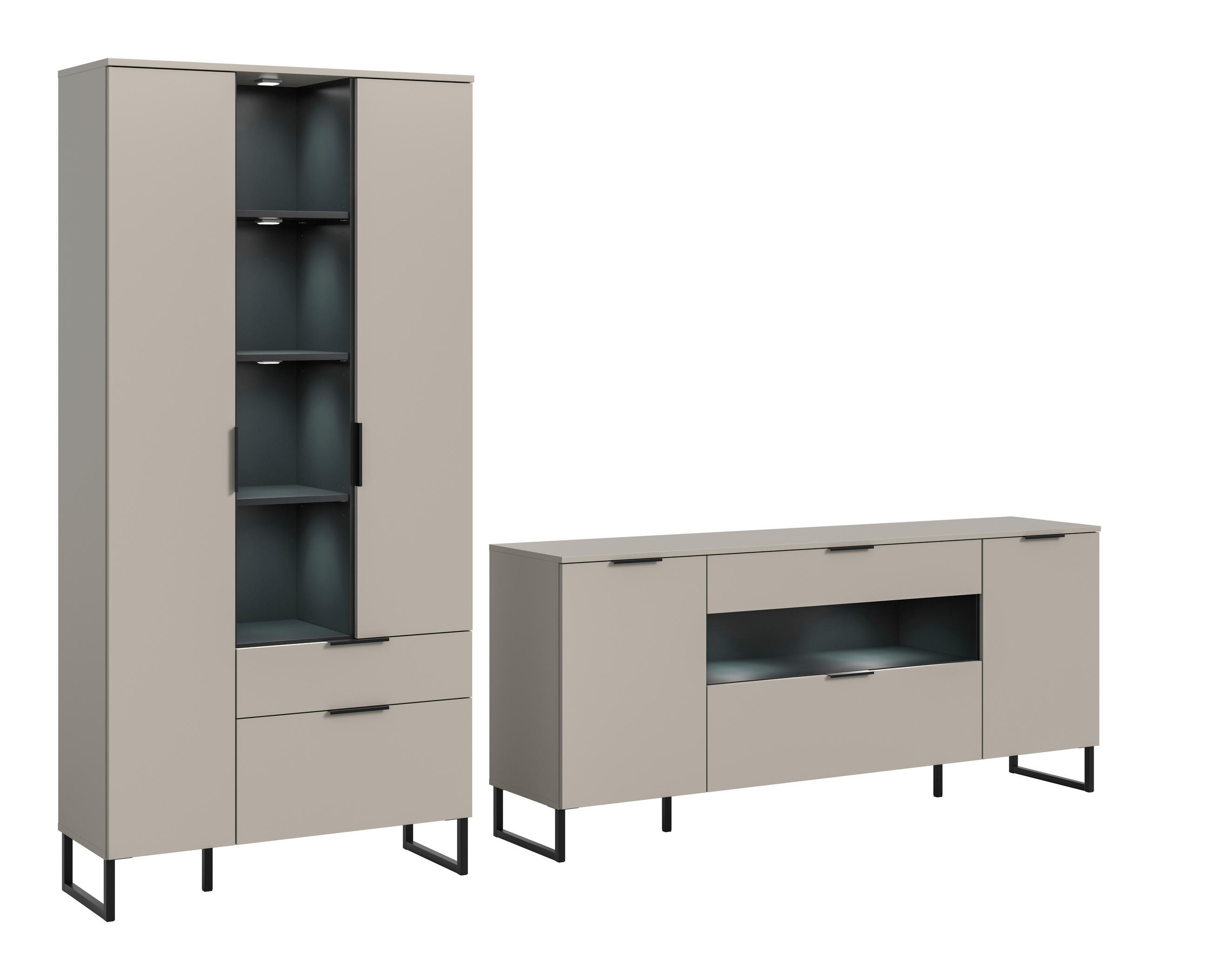 SZEKRÉNYSOR fekete, kasmírszínű  - kasmírszínű/fekete, Design, faalapú anyag/fém (290/192/41cm) - Livetastic