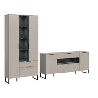 SZEKRÉNYSOR fekete, kasmírszínű  - kasmírszínű/fekete, Design, faalapú anyag/fém (290/192/41cm) - Livetastic