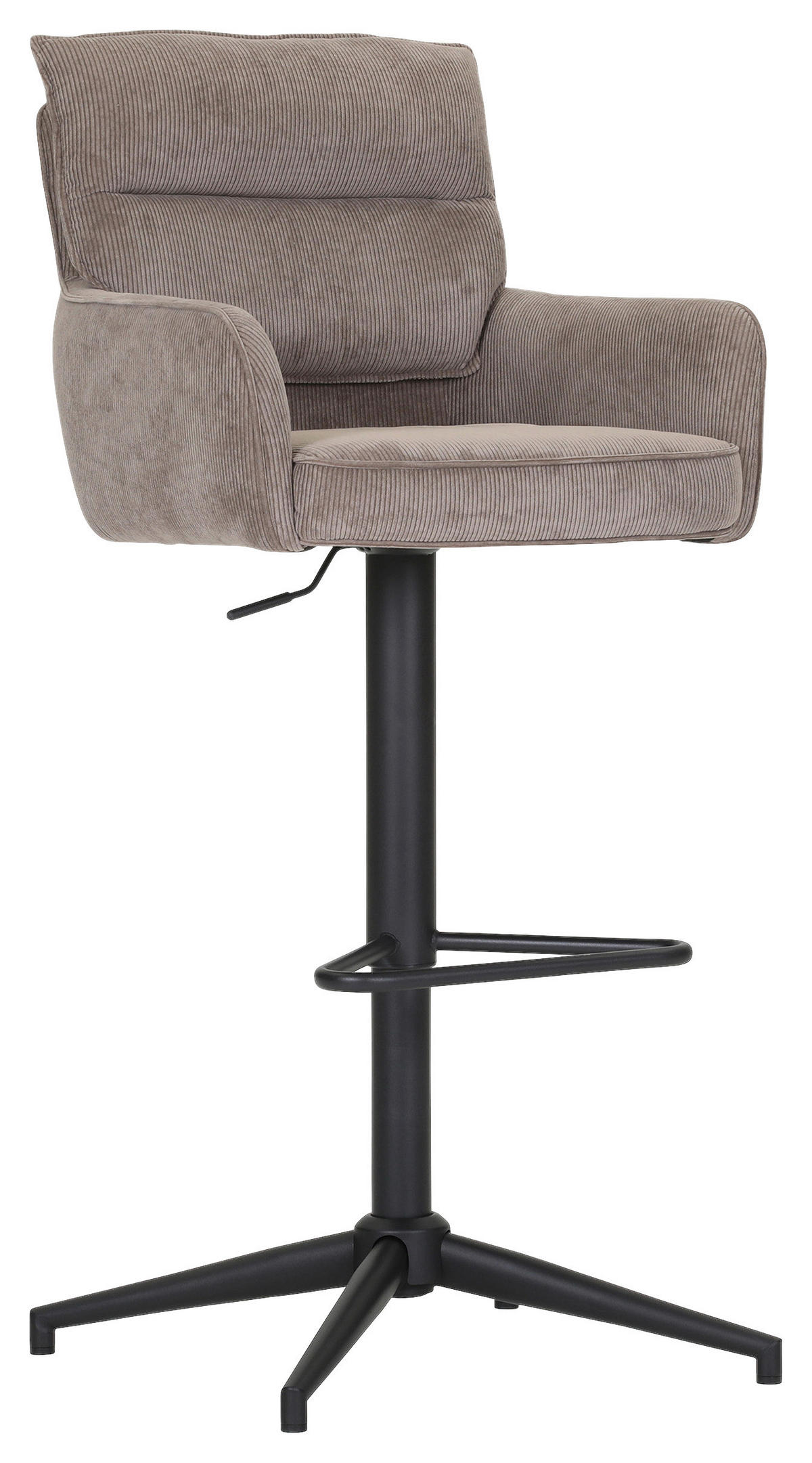 BARHOCKER Cord Braun Stoffauswahl, Sitzfläche 360° drehbar  - Schwarz/Braun, Design, Textil/Metall (54/98-120/58cm) - Novel