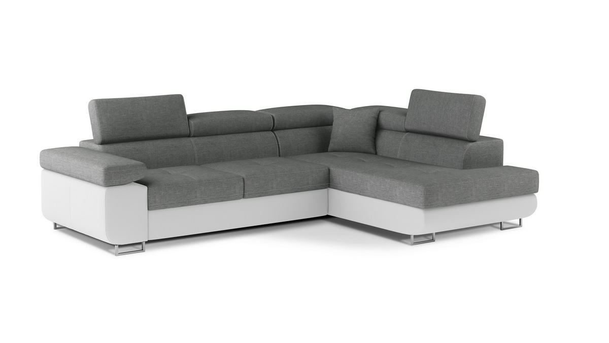 ECKSOFA in Textilgeflecht Grau, Weiß  272/203 cm  - Chromfarben/Weiß, Design, Textil/Metall (272/203cm) - MID.YOU