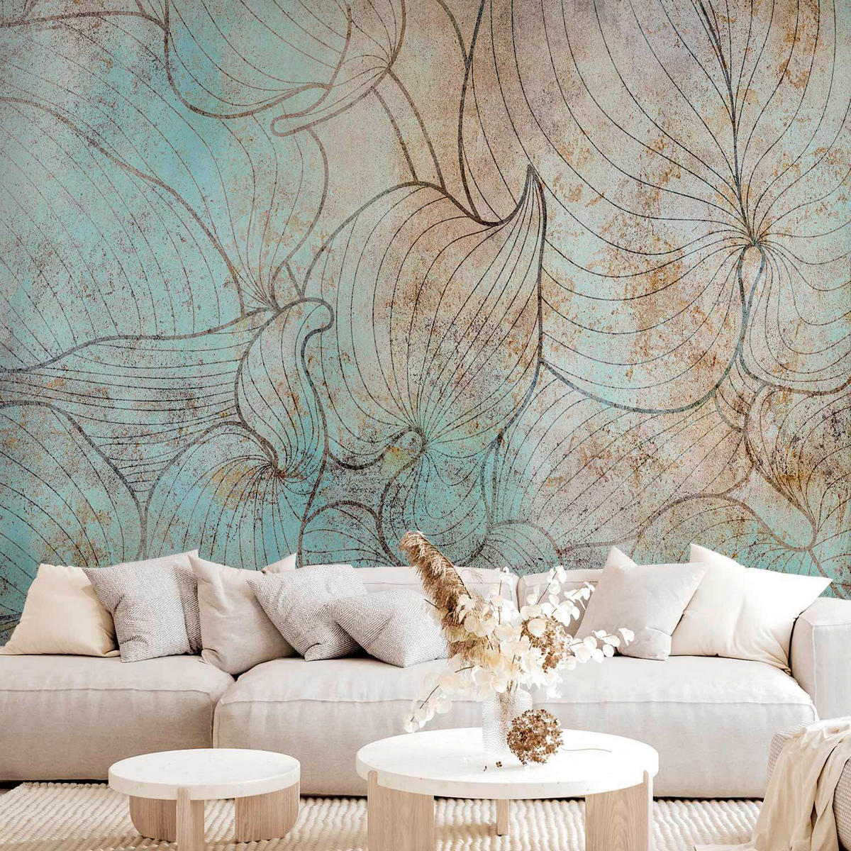 FOTOTAPETE  - Pastellblau/Kupferfarben, LIFESTYLE, Textil (400/280cm) - artgeist