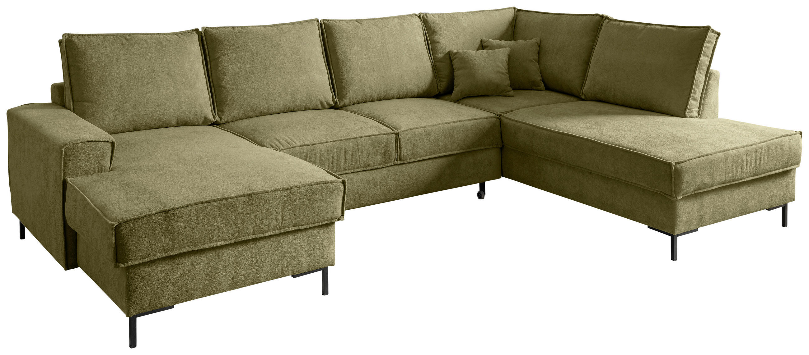 WOHNLANDSCHAFT Grün Mikrofaser  - Schwarz/Grün, MODERN, Textil/Metall (150/309/198cm) - MID.YOU