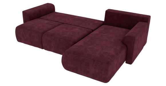 ECKSOFA in Samt Bordeaux  293/195 cm  - Chromfarben/Bordeaux, KONVENTIONELL, Kunststoff/Textil (293/195cm) - Carryhome