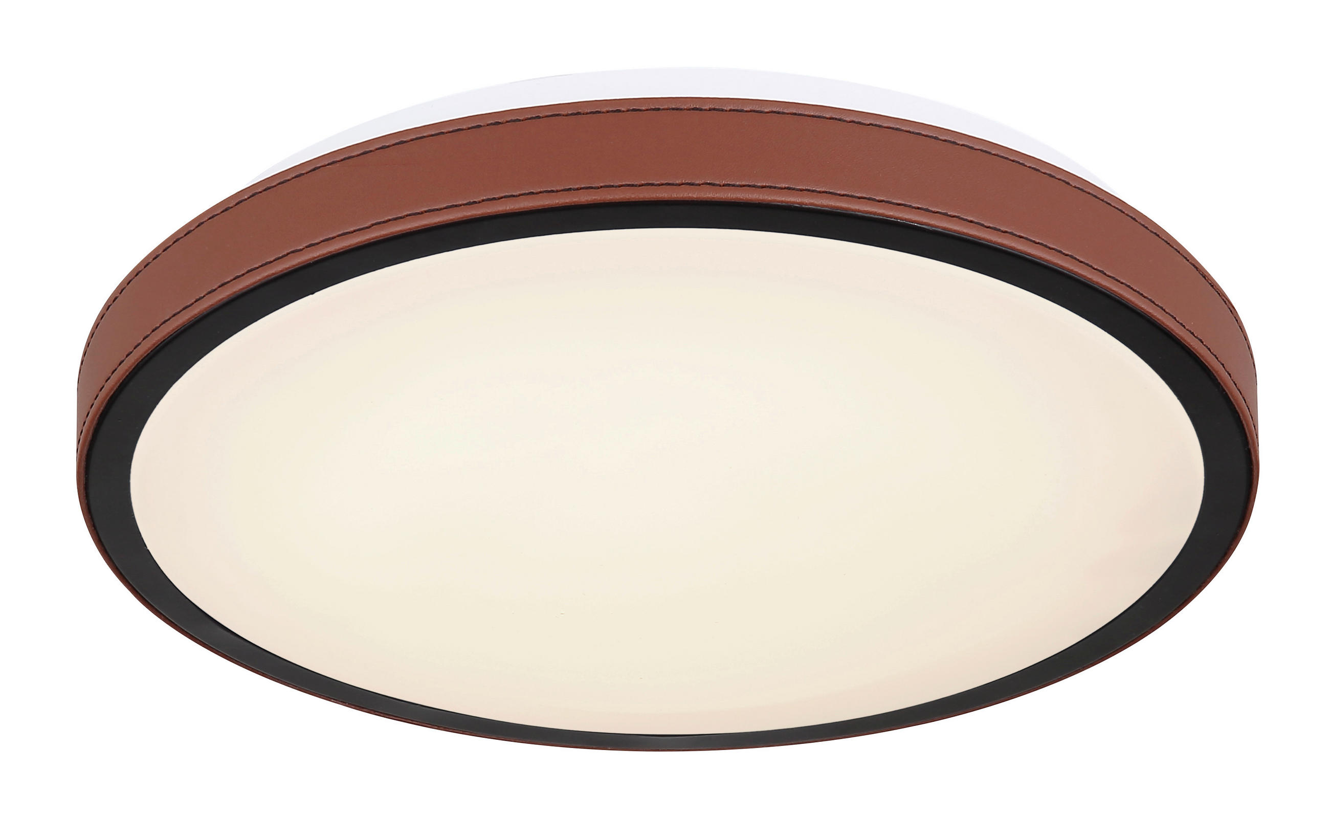 LED-DECKENLEUCHTE 12 W  30/8 cm    - Weiss/Dunkelbraun, Konventionell, Leder/Kunststoff (30/8cm) - Globo