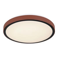 LED-DECKENLEUCHTE 12 W  30/8 cm    - Weiss/Dunkelbraun, Konventionell, Leder/Kunststoff (30/8cm) - Globo