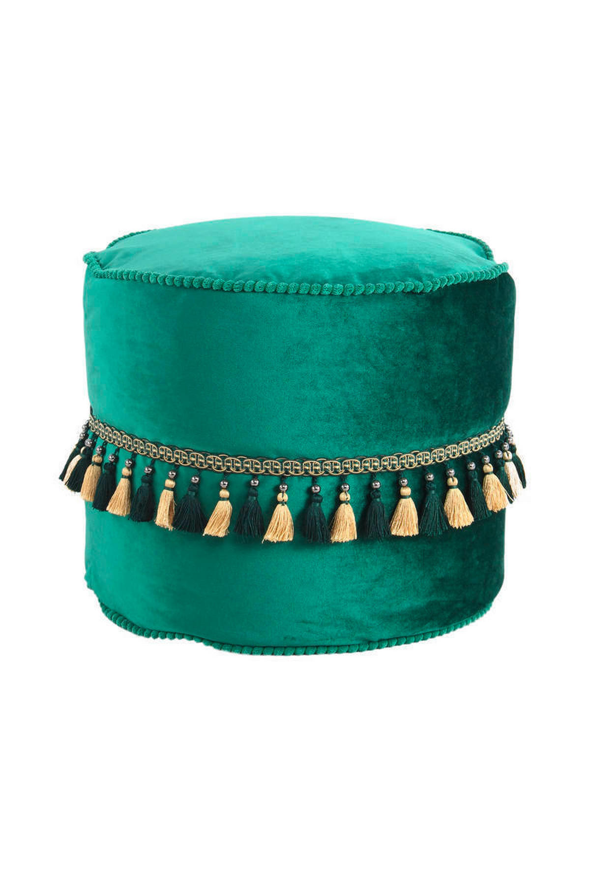 POUF Samt 45/38/45 cm  - Goldfarben/Grün, LIFESTYLE, Textil (45/38/45cm) - Kayoom
