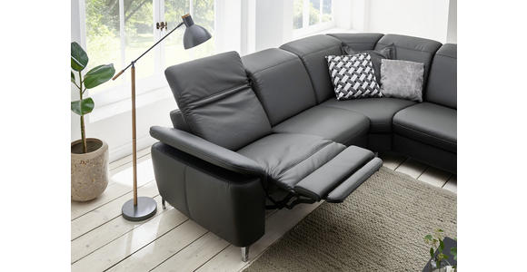 ECKSOFA Anthrazit Echtleder  - Chromfarben/Anthrazit, KONVENTIONELL, Leder/Metall (289/242cm) - Cantus