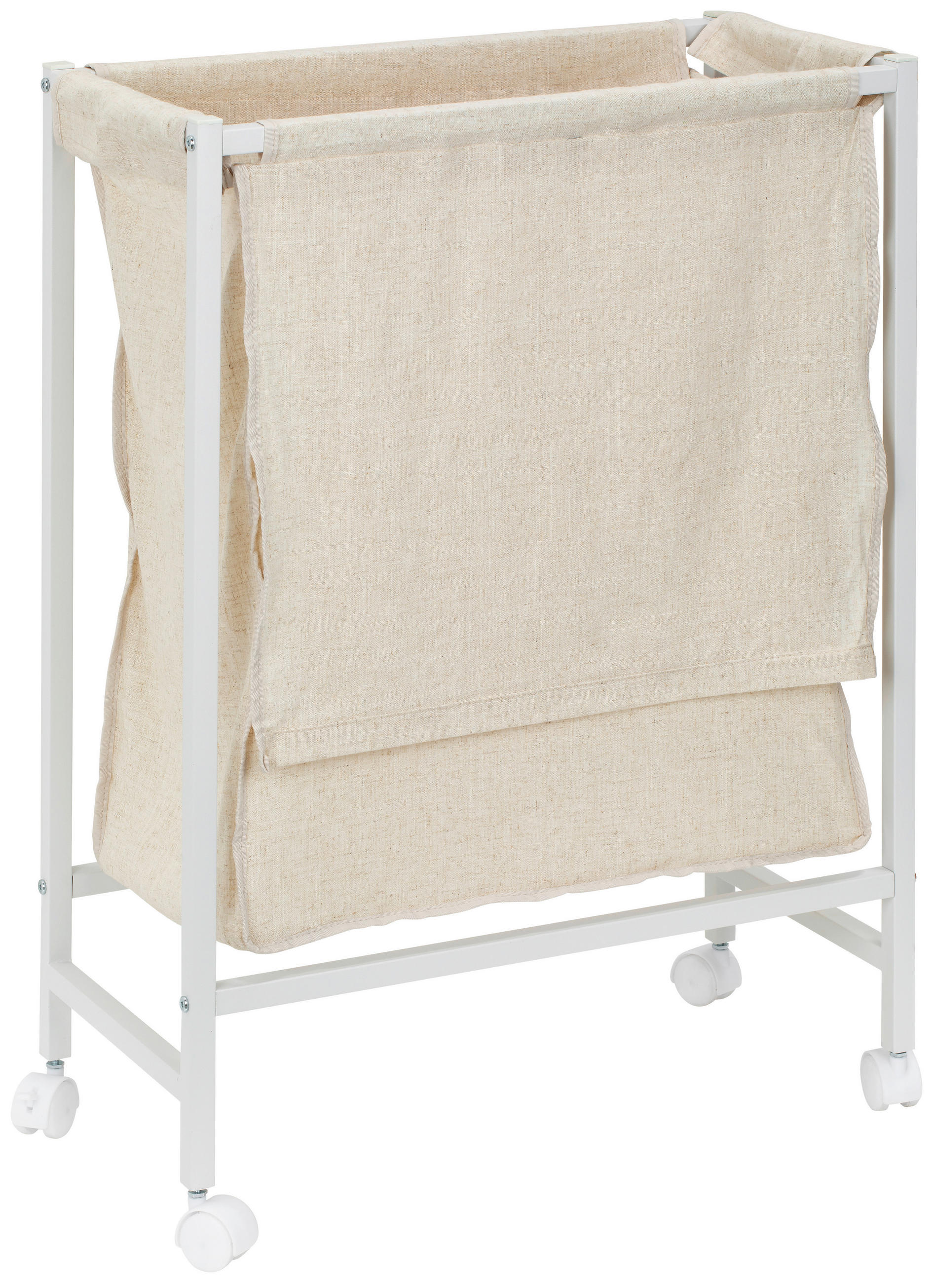 WÄSCHEKORB - Beige/Weiß, MODERN, Textil/Metall (55/78/29cm) - PBJ