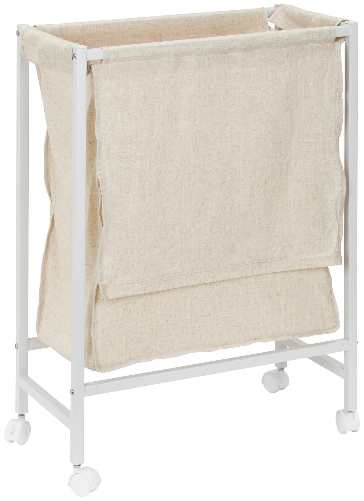 WÄSCHEKORB - Beige/Weiß, MODERN, Textil/Metall (55/78/29cm) - PBJ