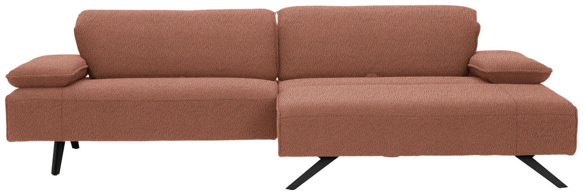 ECKSOFA in Flachgewebe Terracotta  - Anthrazit/Terracotta, Design, Textil/Metall (280/165cm) - Johann Jakob