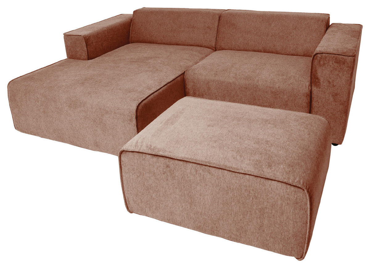 ECKSOFA Rosa Struktur  - Schwarz/Rosa, Design, Kunststoff/Textil (161/234cm) - P & B