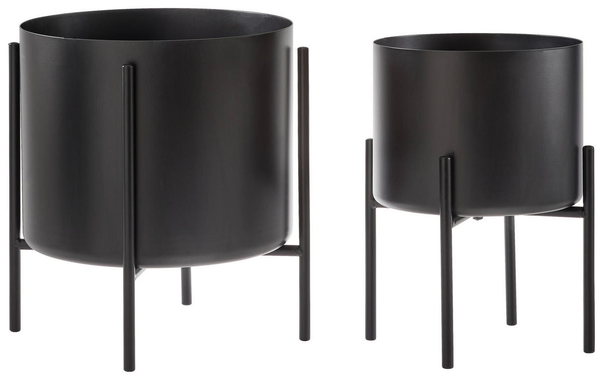 PFLANZENTOPF   - Schwarz, Basics, Metall (21/20,5cm) - Ambia Home