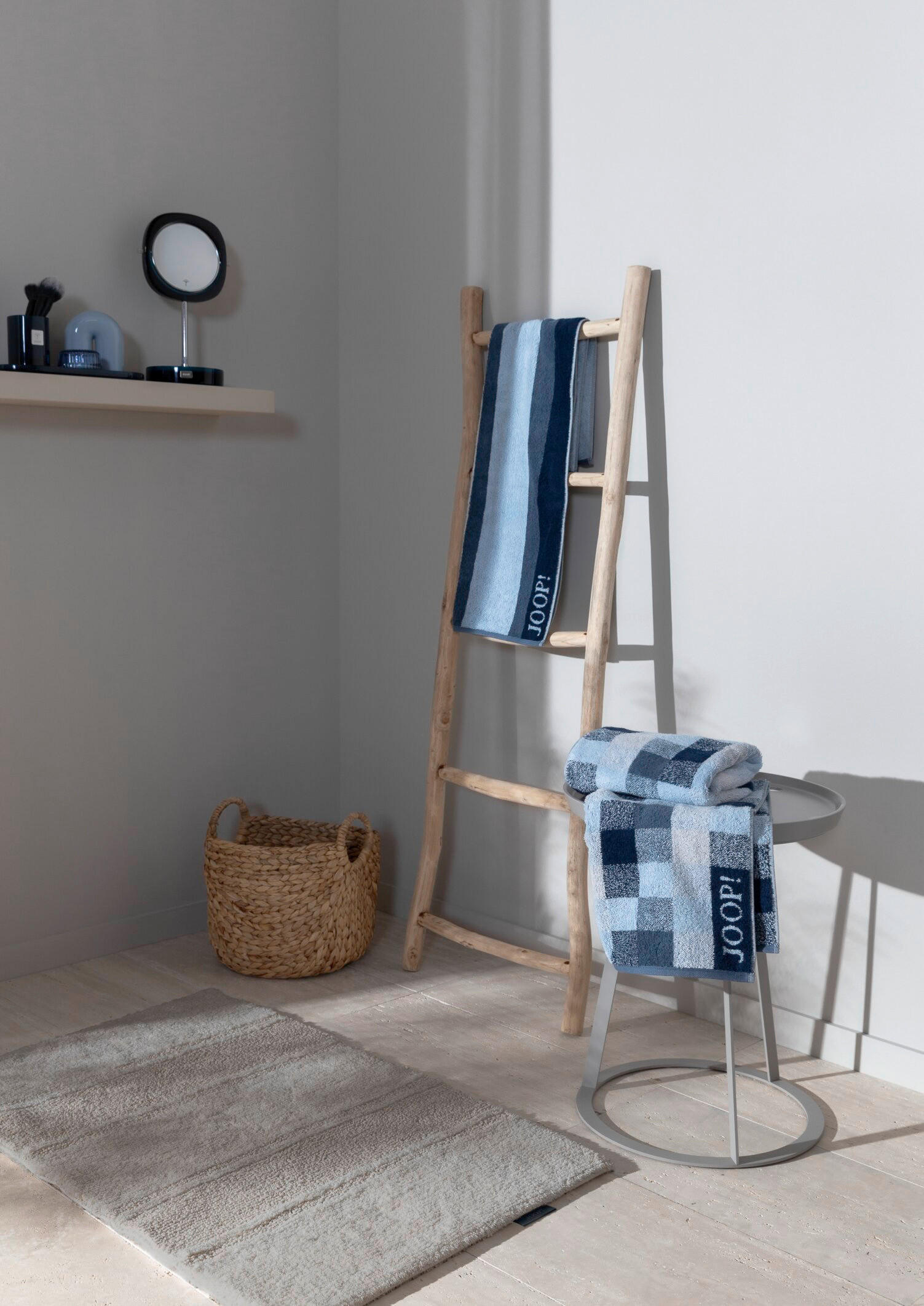 Thumbnail - Joop! Badteppich Joop! Vibe, Grau, Hellgrau, Textil, Streifen, rechteckig, 50x60 cm, Made in Germany, für Fußbodenheizun...