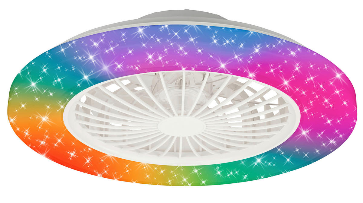 DECKENVENTILATOR 48.5/14.5 cm   - Weiß, Design, Kunststoff (48.5/14.5cm)