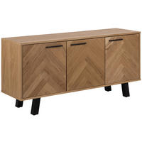 KOMODA, barve hrasta  - črna/barve hrasta, Konvencionalno, leseni material (150/71/40cm) - MID.YOU