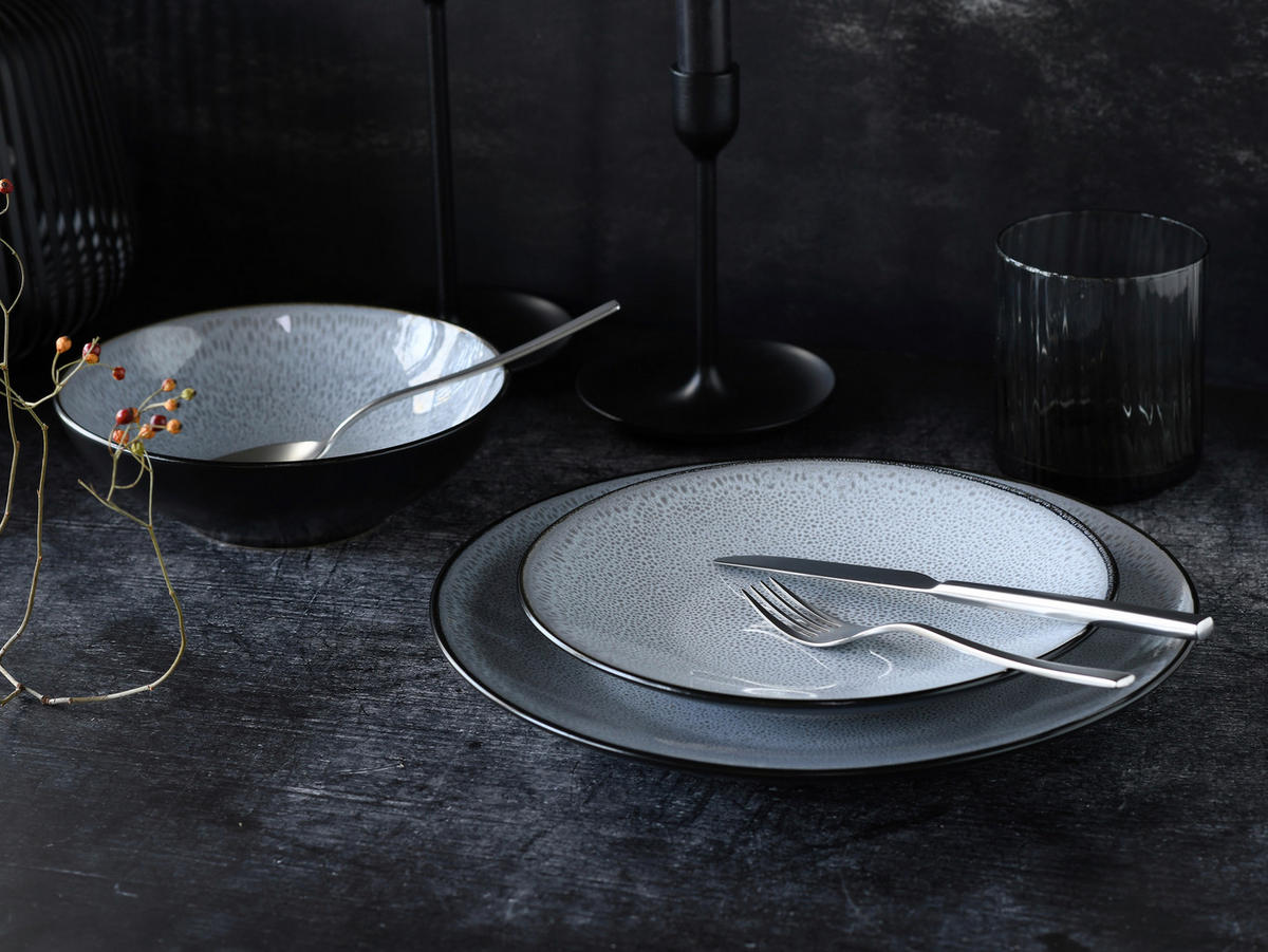 TAFELSERVICE Malmö 18-teilig  - Grauweiß/Schwarz, Basics, Keramik - Creatable