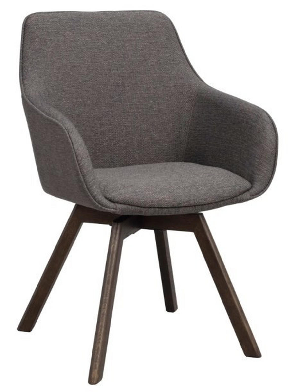 STOL MED ARMSTÖD  360° vridbar sits   - grå/mörkbrun, Klassisk, trä/textil (58/88/60cm) - Rowico