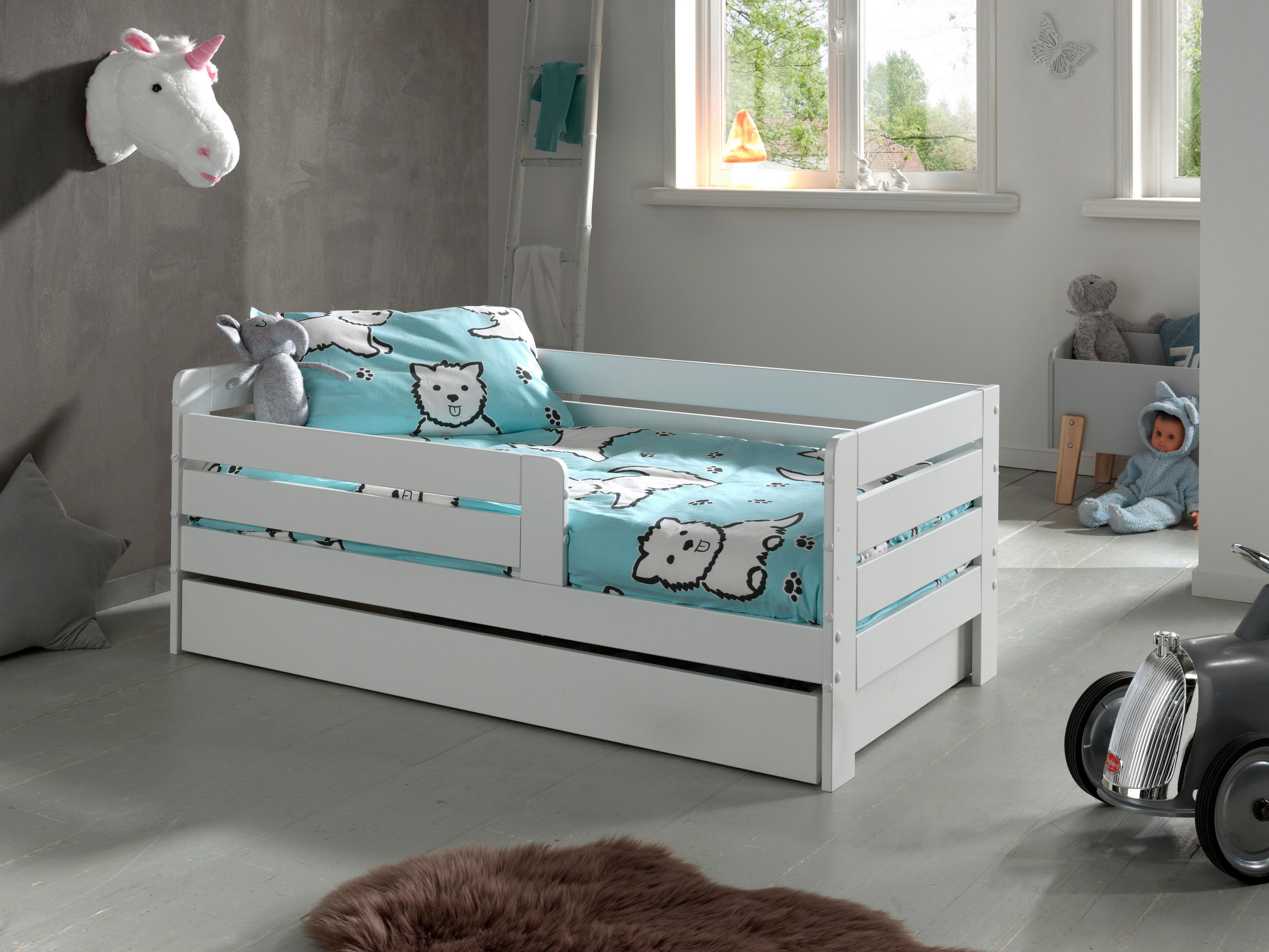 KINDER-/JUNIORBETT - Weiß/Kieferfarben, MODERN, Holz/Holzwerkstoff (70/140cm) - Vipack