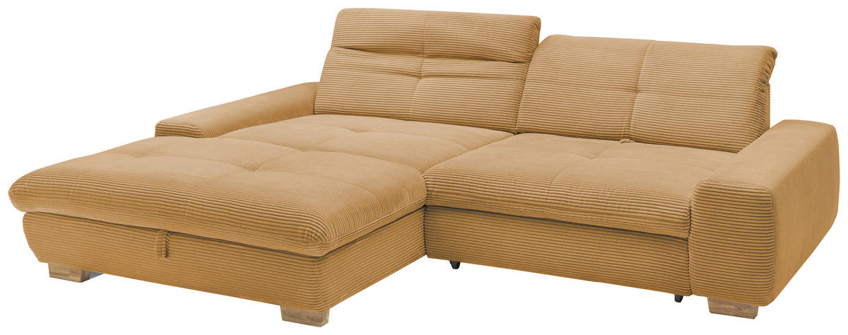 ECKSOFA Honig Cord  - Eichefarben/Honig, Design, Holz/Textil (198/276cm) - SetOne by Musterring