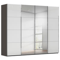 SCHWEBETÜRENSCHRANK 271/235/68 cm 4-türig Graphitfarben, Weiß  - Chromfarben/Graphitfarben, Design, Glas/Holzwerkstoff (271/235/68cm) - Novel